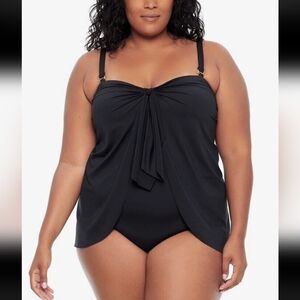 Lauren Ralph Lauren Black Bandeau Tummy Control One Piece Swimsuit Size 20W